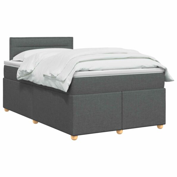 vidaXL Posteľ boxspring s matracom Tmavosivá 120 x 200 cm Látka – Obrázok 3