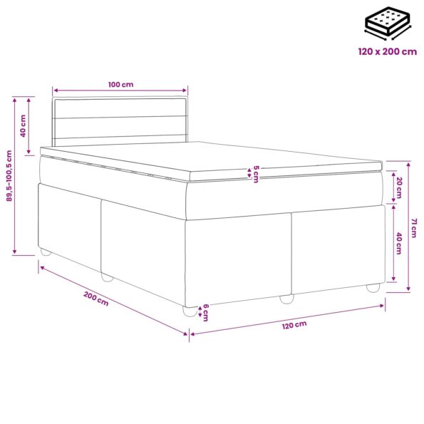 vidaXL Posteľ boxspring s matracom Sivohnedá 120 x 200 cm Látka – Obrázok 11