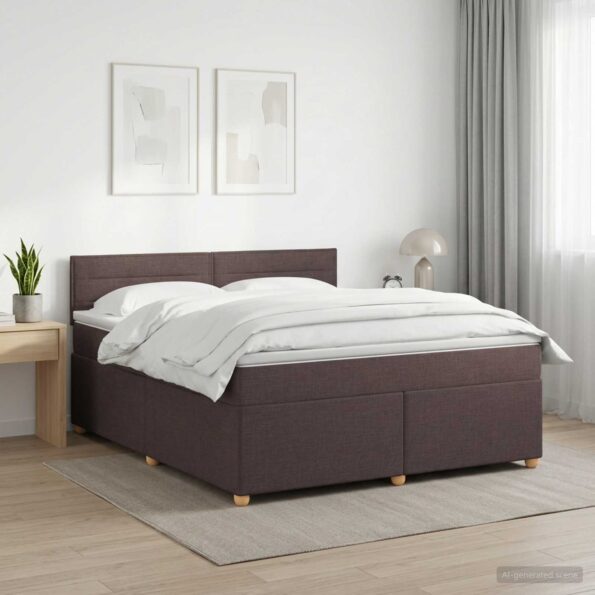 vidaXL Posteľ boxspring s matracom Tmavohnedá 140 x 190 cm Látka – Obrázok 11