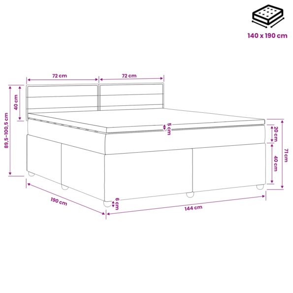 vidaXL Posteľ boxspring s matracom Tmavohnedá 140 x 190 cm Látka – Obrázok 10