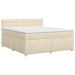 vidaXL Posteľ boxspring s matracom Krémová 160 x 200 cm Látka – Obrázok 2