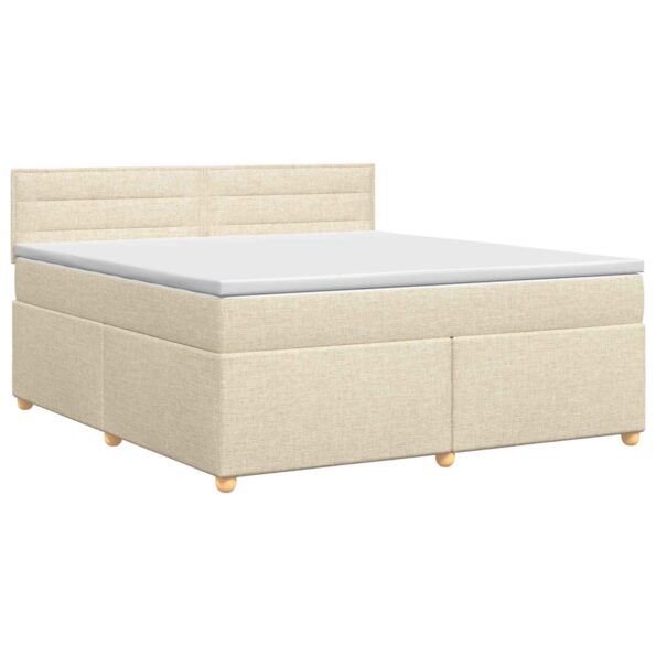vidaXL Posteľ boxspring s matracom Krémová 160 x 200 cm Látka – Obrázok 2