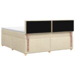 vidaXL Posteľ boxspring s matracom Krémová 160 x 200 cm Látka – Obrázok 8