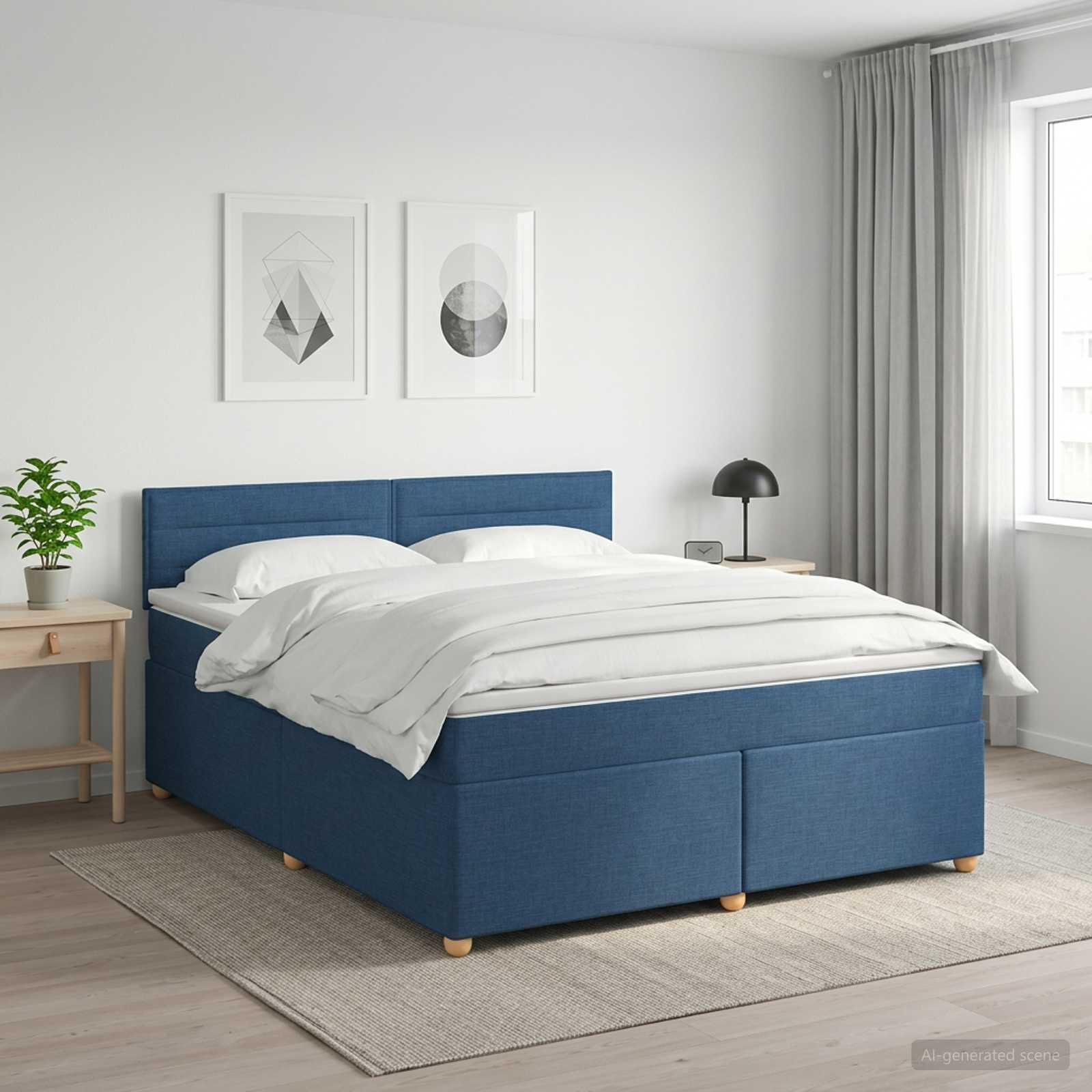 3450992_1.jpg vidaXL Posteľ boxspring s matracom Modrá 160 x 200 cm Látka – Obrázok 1