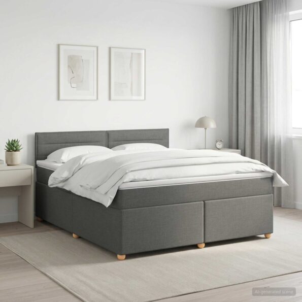 vidaXL Posteľ boxspring s matracom Tmavosivá 180 x 200 cm Látka – Obrázok 11