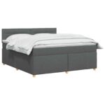 vidaXL Posteľ boxspring s matracom Tmavosivá 180 x 200 cm Látka – Obrázok 2