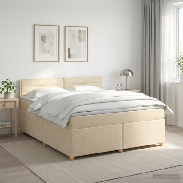 vidaXL Posteľ boxspring s matracom Krémová 180 x 200 cm Látka – Obrázok 11