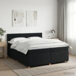 vidaXL Posteľ boxspring s matracom Čierna 200 x 200 cm Látka