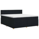 vidaXL Posteľ boxspring s matracom Čierna 200 x 200 cm Látka – Obrázok 2