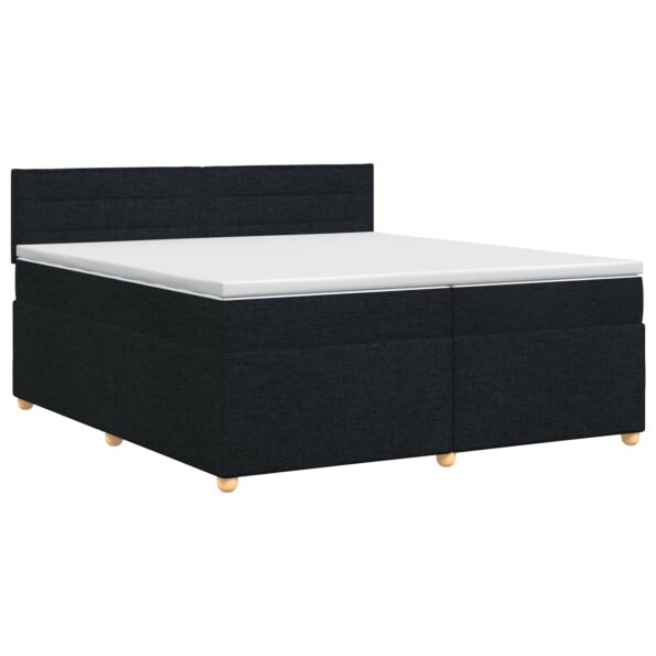 vidaXL Posteľ boxspring s matracom Čierna 200 x 200 cm Látka – Obrázok 2