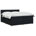 vidaXL Posteľ boxspring s matracom Čierna 200 x 200 cm Látka – Obrázok 3
