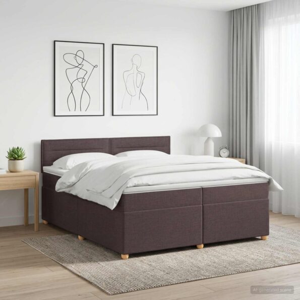 vidaXL Posteľ boxspring s matracom Tmavohnedá 200 x 200 cm Látka – Obrázok 11