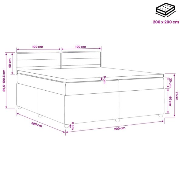 vidaXL Posteľ boxspring s matracom Tmavohnedá 200 x 200 cm Látka – Obrázok 10