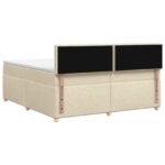 vidaXL Posteľ boxspring s matracom Krémová 200 x 200 cm Látka – Obrázok 7