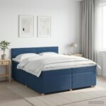 vidaXL Posteľ boxspring s matracom Modrá 200 x 200 cm Látka
