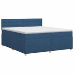 vidaXL Posteľ boxspring s matracom Modrá 200 x 200 cm Látka – Obrázok 2