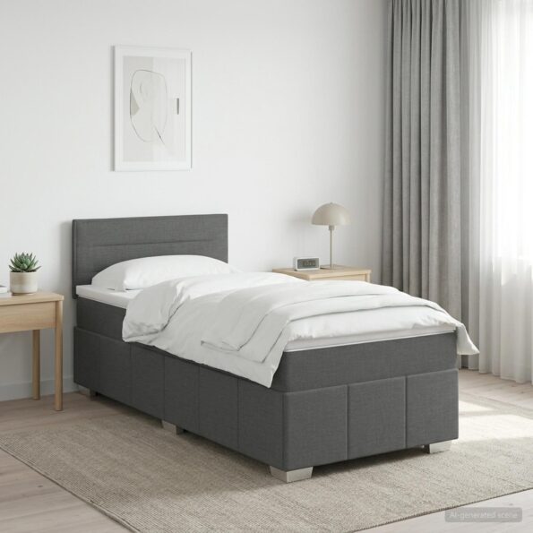 vidaXL Posteľ boxspring s matracom Tmavosivá 90 x 190 cm Látka – Obrázok 11