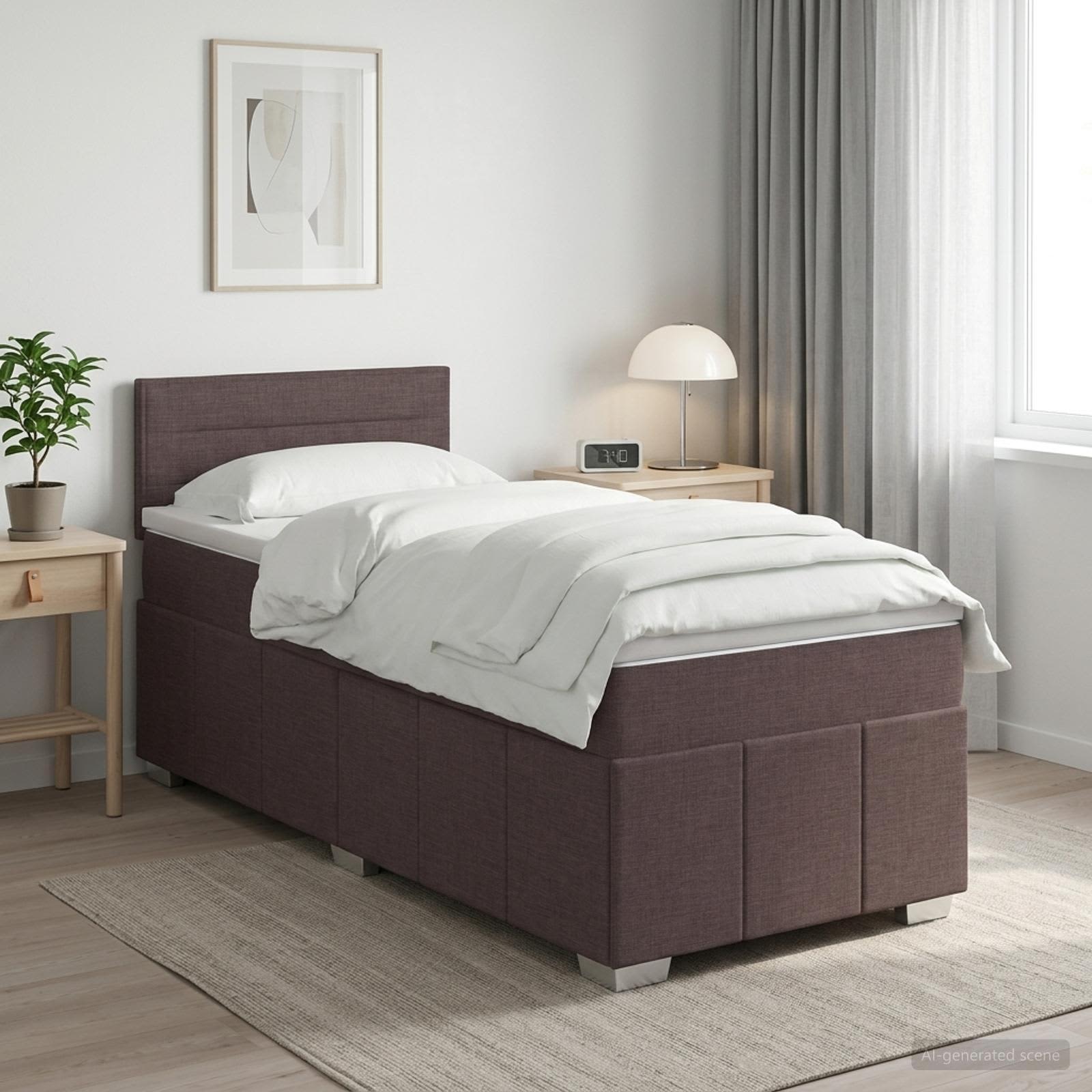 3451118_1.jpg vidaXL Posteľ boxspring s matracom Tmavohnedá 90 x 200 cm Látka – Obrázok 1