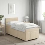 vidaXL Posteľ boxspring s matracom Krémová 90 x 200 cm Látka – Obrázok 11
