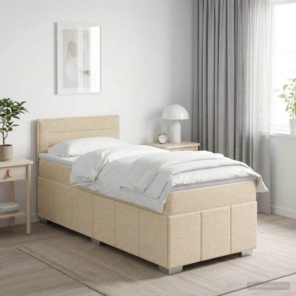 vidaXL Posteľ boxspring s matracom Krémová 90 x 200 cm Látka – Obrázok 11