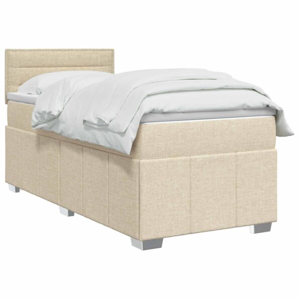 vidaXL Posteľ boxspring s matracom Krémová 100 x 200 cm Látka – Obrázok 2
