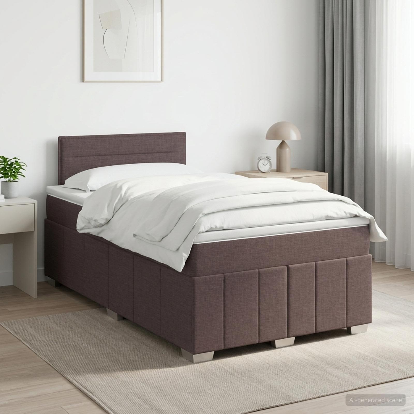 3451160_1.jpg vidaXL Posteľ boxspring s matracom Tmavohnedá 120 x 190 cm Látka – Obrázok 1
