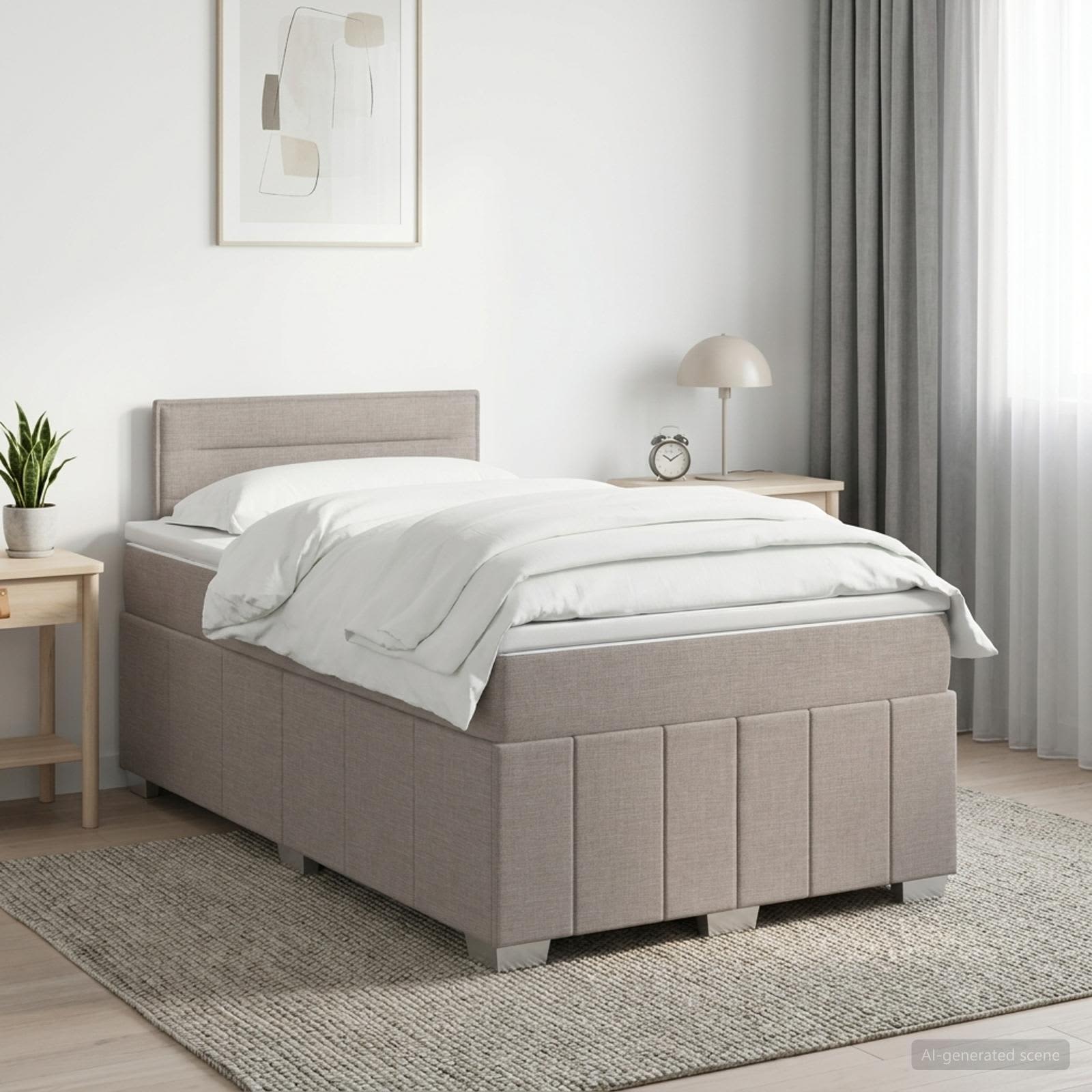 3451161_1.jpg vidaXL Posteľ boxspring s matracom Sivohnedá 120 x 190 cm Látka – Obrázok 1