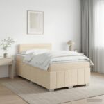 vidaXL Posteľ boxspring s matracom Krémová 120 x 190 cm Látka – Obrázok 11