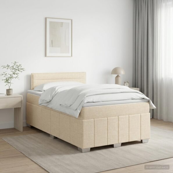 vidaXL Posteľ boxspring s matracom Krémová 120 x 190 cm Látka – Obrázok 11