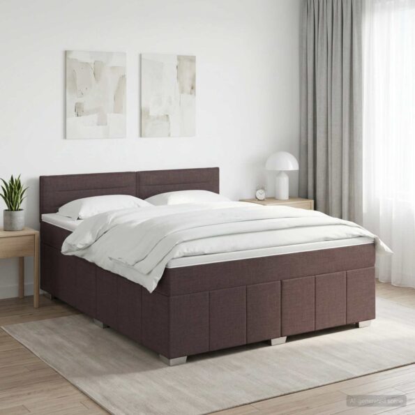 vidaXL Posteľ boxspring s matracom Tmavohnedá 140 x 200 cm Látka – Obrázok 11