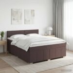 vidaXL Posteľ boxspring s matracom Tmavohnedá 140 x 200 cm Látka