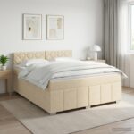 vidaXL Posteľ boxspring s matracom Krémová 140 x 200 cm Látka