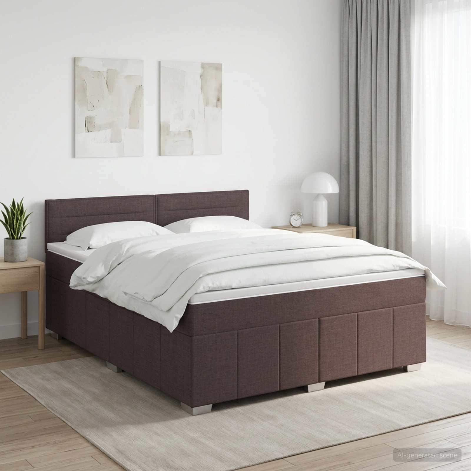 3451244_1.jpg vidaXL Posteľ boxspring s matracom Tmavohnedá 160 x 200 cm Látka – Obrázok 1