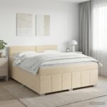 vidaXL Posteľ boxspring s matracom Krémová 160 x 200 cm Látka