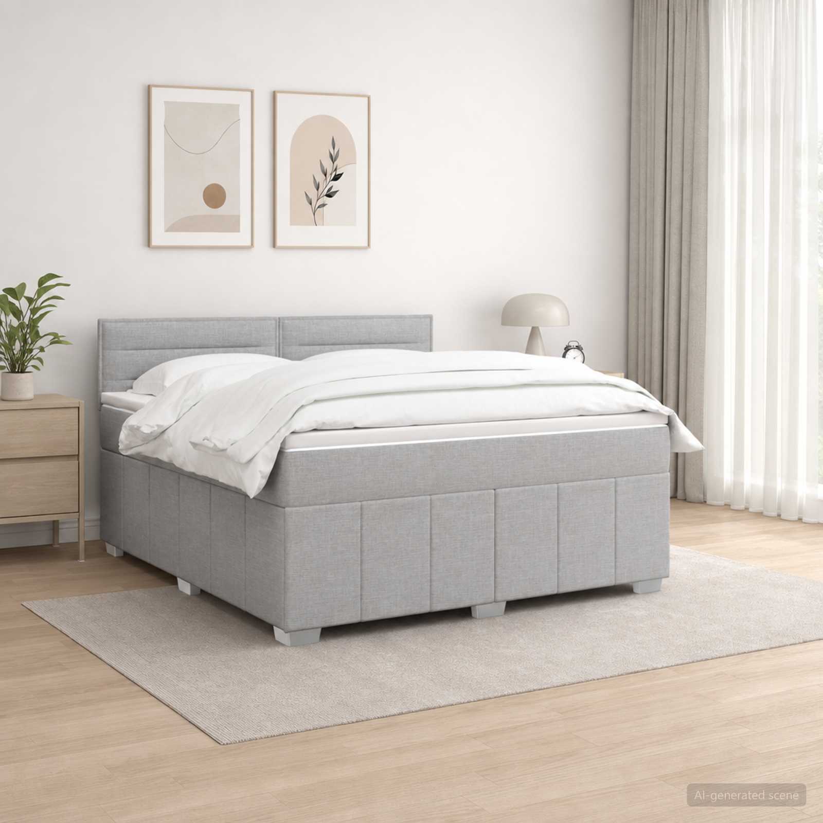 3451262_1.jpg vidaXL Posteľ boxspring s matracom Svetlosivá 180 x 200 cm Látka – Obrázok 1