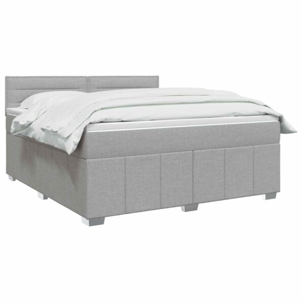 vidaXL Posteľ boxspring s matracom Svetlosivá 180 x 200 cm Látka – Obrázok 3