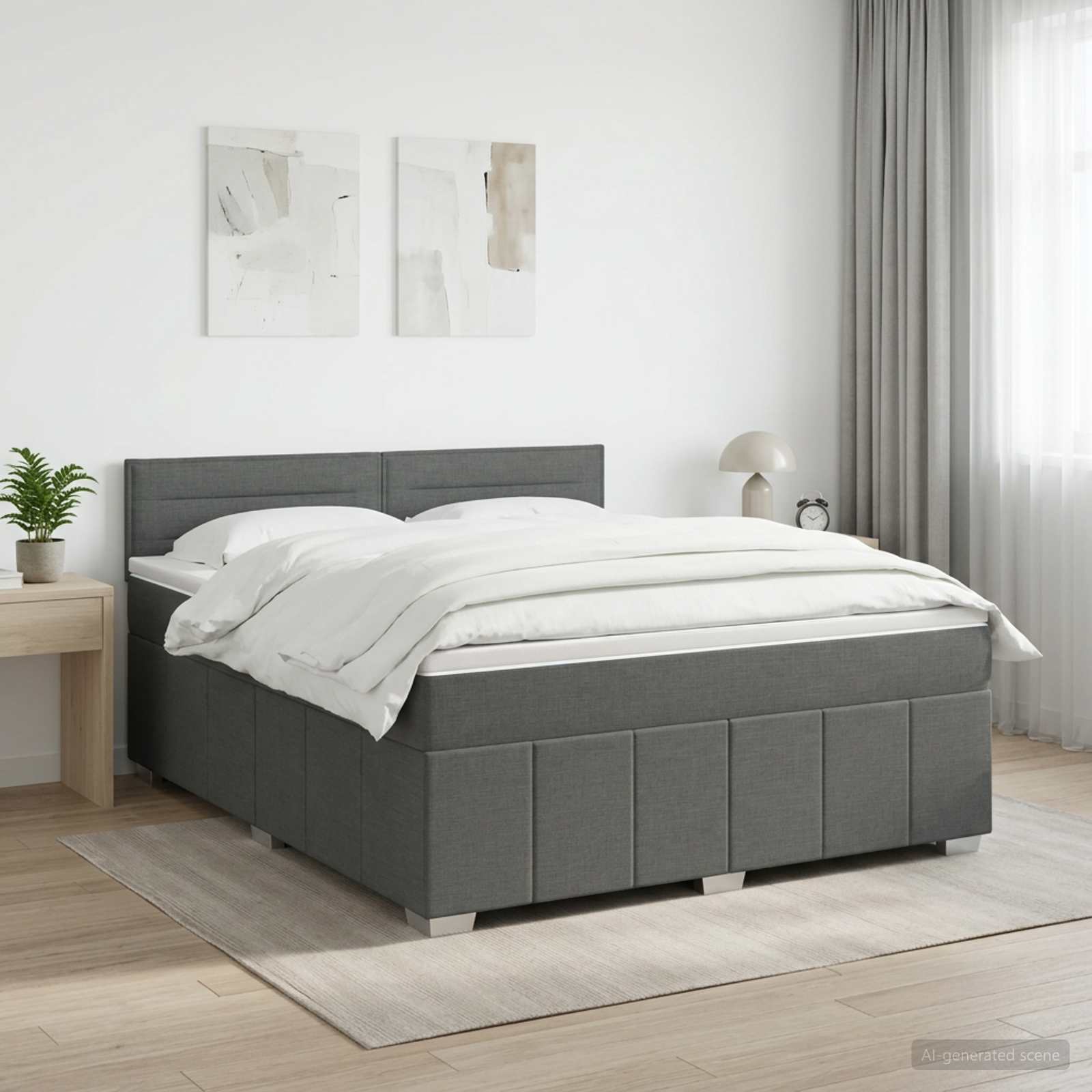 3451263_1.jpg vidaXL Posteľ boxspring s matracom Tmavosivá 180 x 200 cm Látka – Obrázok 1