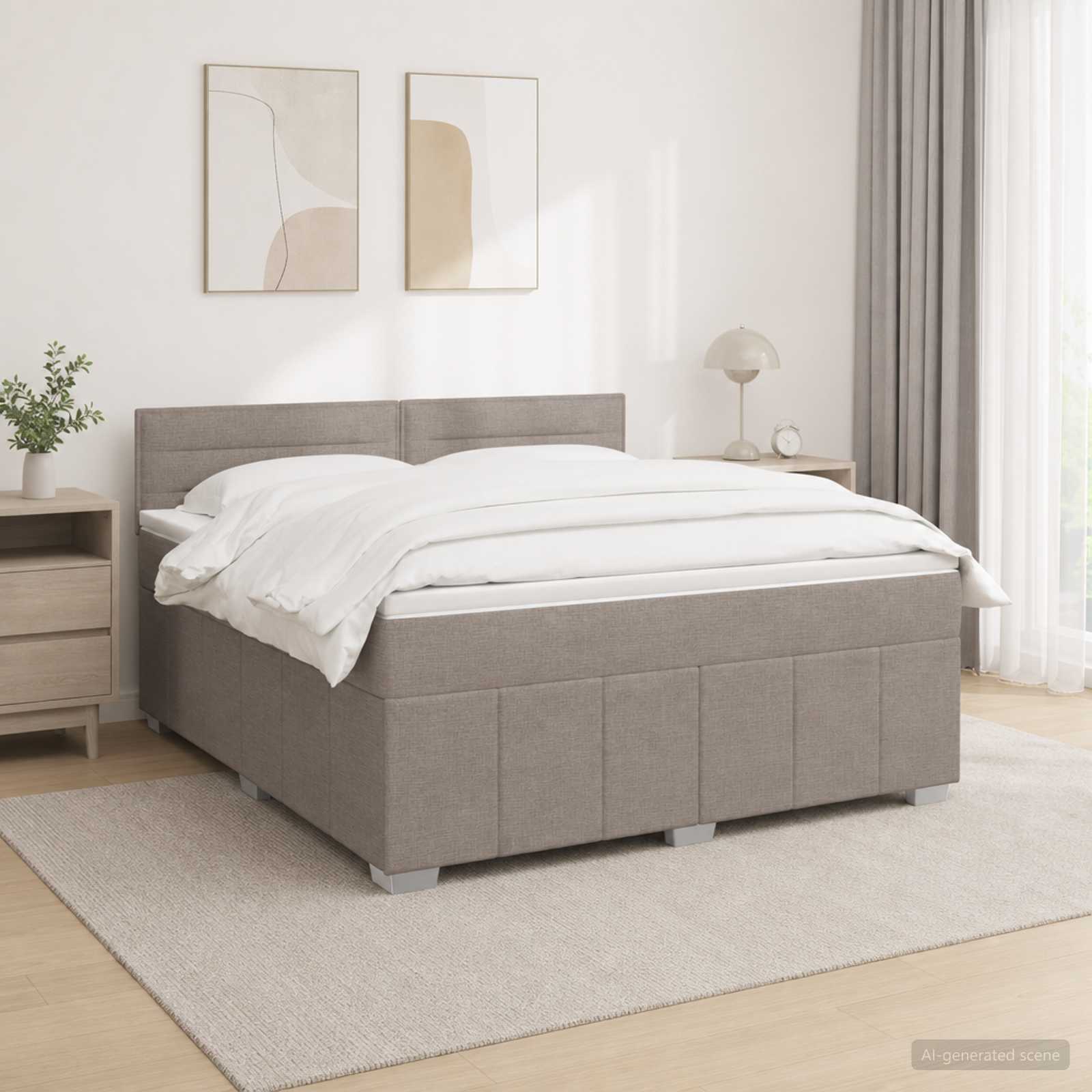 3451266_1.jpg vidaXL Posteľ boxspring s matracom Sivohnedá 180 x 200 cm Látka – Obrázok 1
