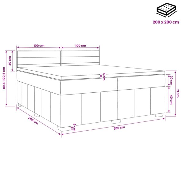 vidaXL Posteľ boxspring s matracom Sivohnedá 200 x 200 cm Látka – Obrázok 10