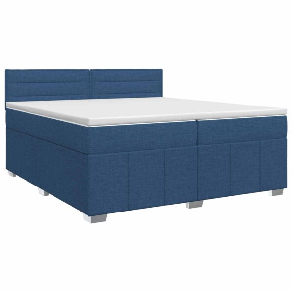 vidaXL Posteľ boxspring s matracom Modrá 200 x 200 cm Látka – Obrázok 2