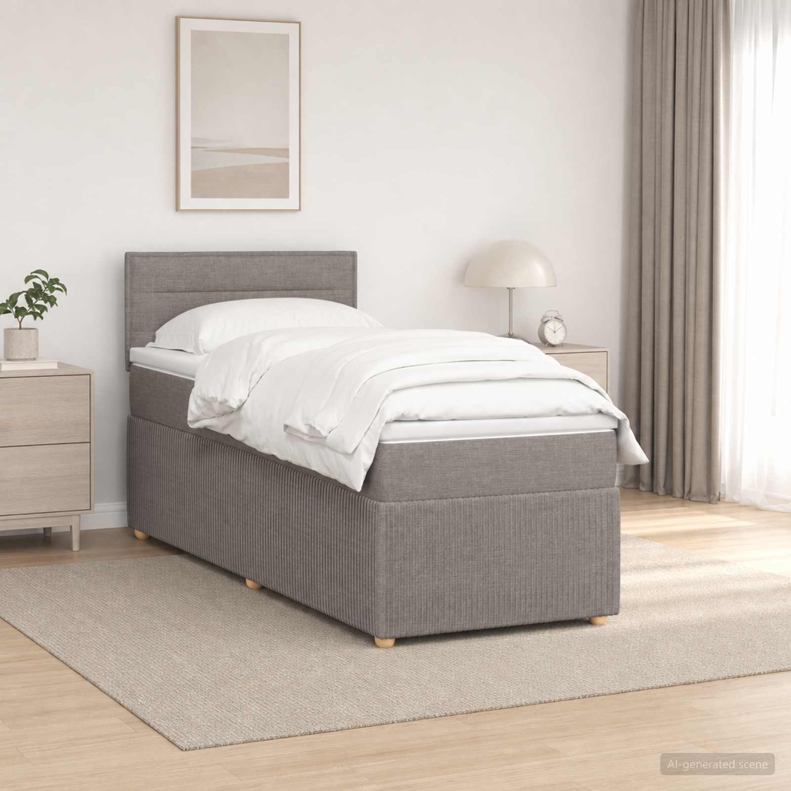 3451353_1.jpg vidaXL Posteľ boxspring s matracom Sivohnedá 90 x 190 cm Látka – Obrázok 1