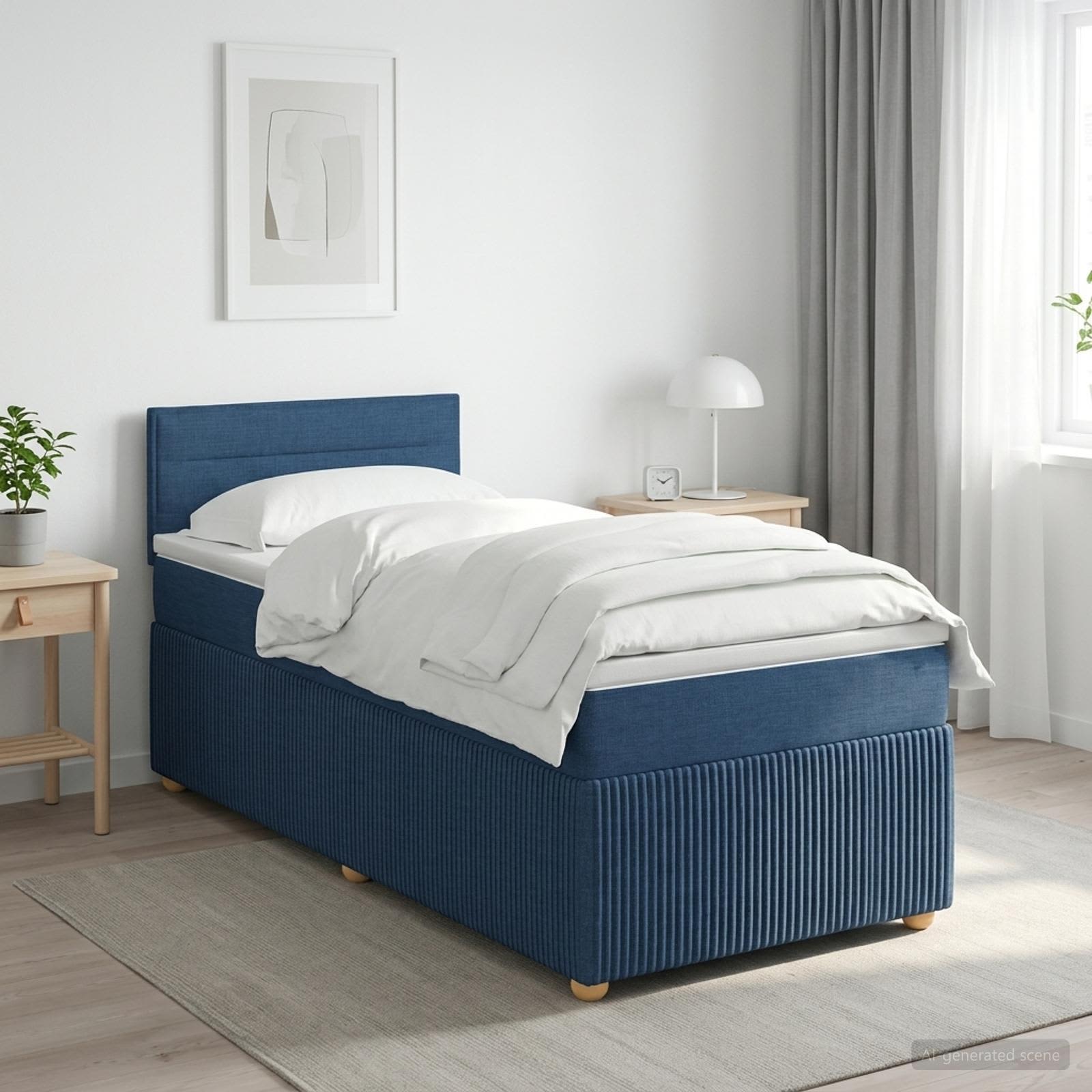 3451355_1.jpg vidaXL Posteľ boxspring s matracom Modrá 90 x 190 cm Látka – Obrázok 1