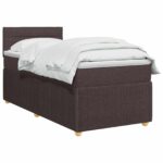 vidaXL Posteľ boxspring s matracom Tmavohnedá 90 x 200 cm Látka – Obrázok 2