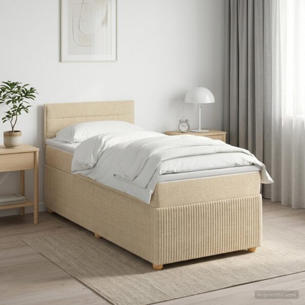 vidaXL Posteľ boxspring s matracom Krémová 90 x 200 cm Látka – Obrázok 11