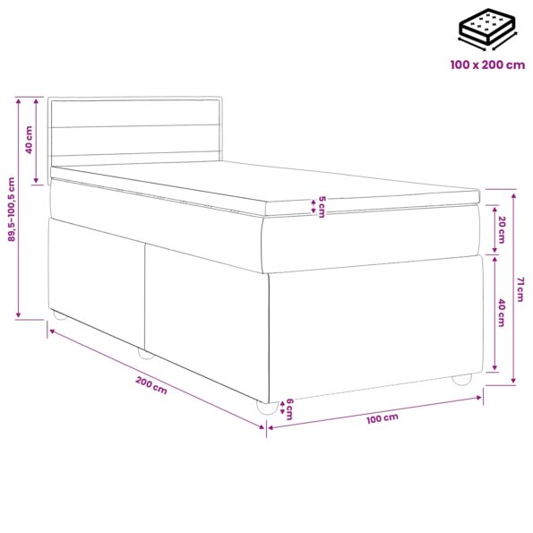 vidaXL Posteľ boxspring s matracom Krémová 100 x 200 cm Látka – Obrázok 10