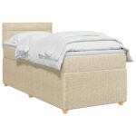 vidaXL Posteľ boxspring s matracom Krémová 100 x 200 cm Látka – Obrázok 2