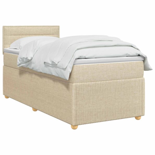 vidaXL Posteľ boxspring s matracom Krémová 100 x 200 cm Látka – Obrázok 2