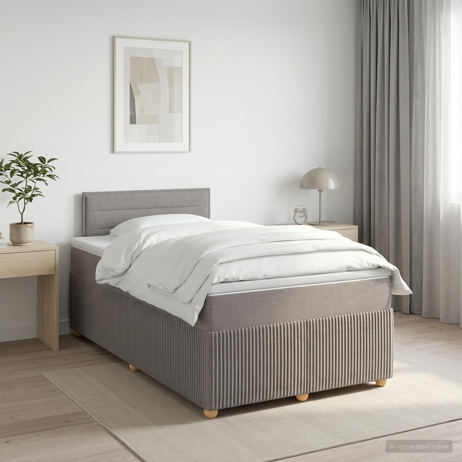3451416_1.jpg vidaXL Posteľ boxspring s matracom Sivohnedá 120 x 190 cm Látka – Obrázok 1