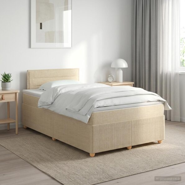 vidaXL Posteľ boxspring s matracom Krémová 120 x 190 cm Látka – Obrázok 11