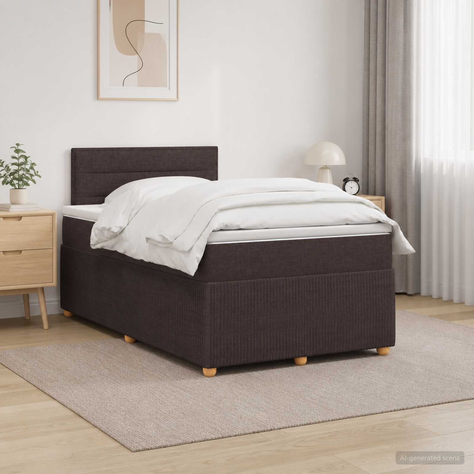 3451436_1.jpg vidaXL Posteľ boxspring s matracom Tmavohnedá 120 x 200 cm Látka – Obrázok 1